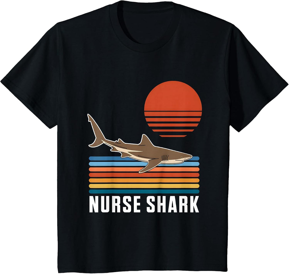 Nurse Shark Retro T-Shirt - Black