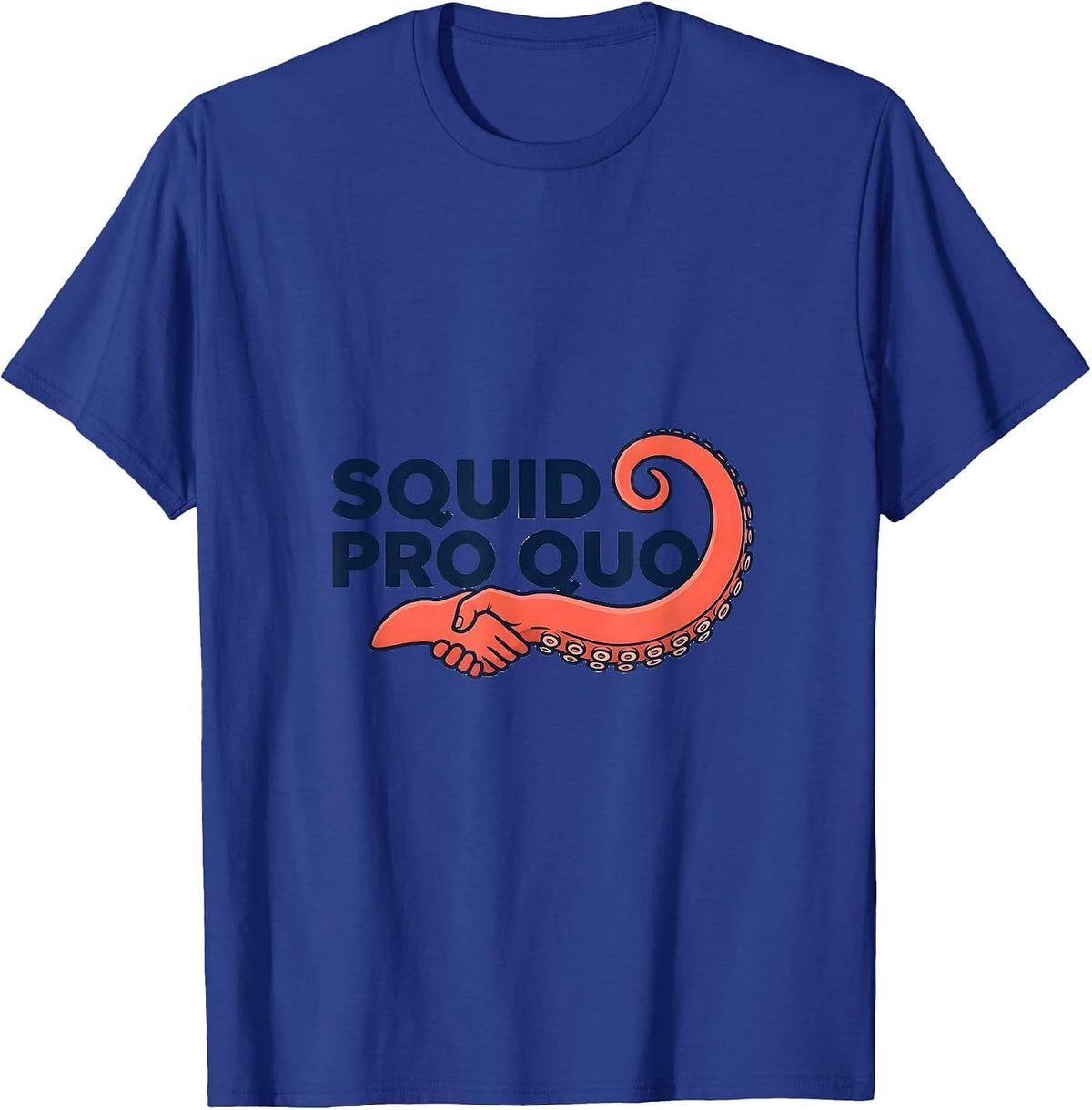 Men's Squid Pro Quo Editorial Conceptual Octopus Lover Marine T-Shirt - Royal Blue