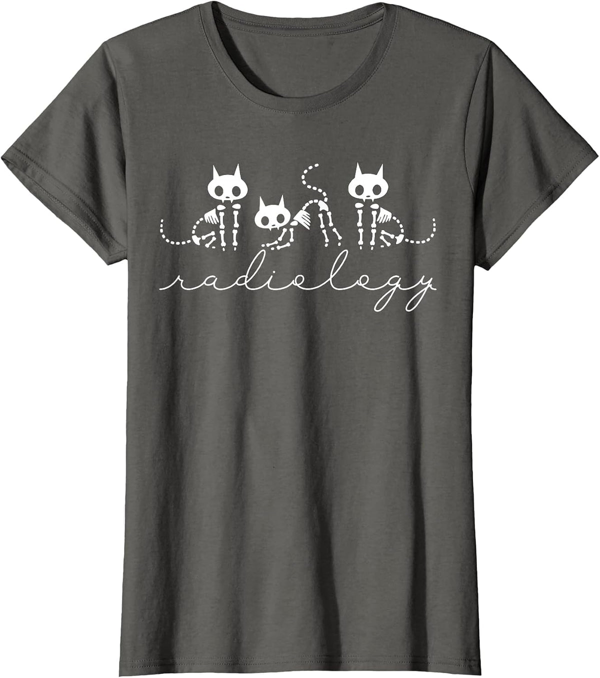 Xray Tech Halloween Cat Skeleton Radiology Rad Tech Student T-Shirt - Asphalt Grey