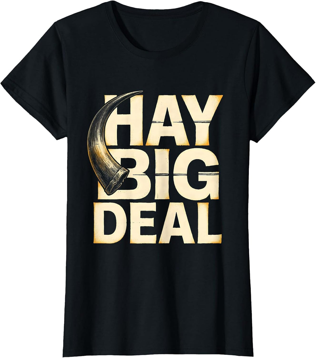 Hay Big Deal Funny Highland Cow Farm Humor T-Shirt - Black