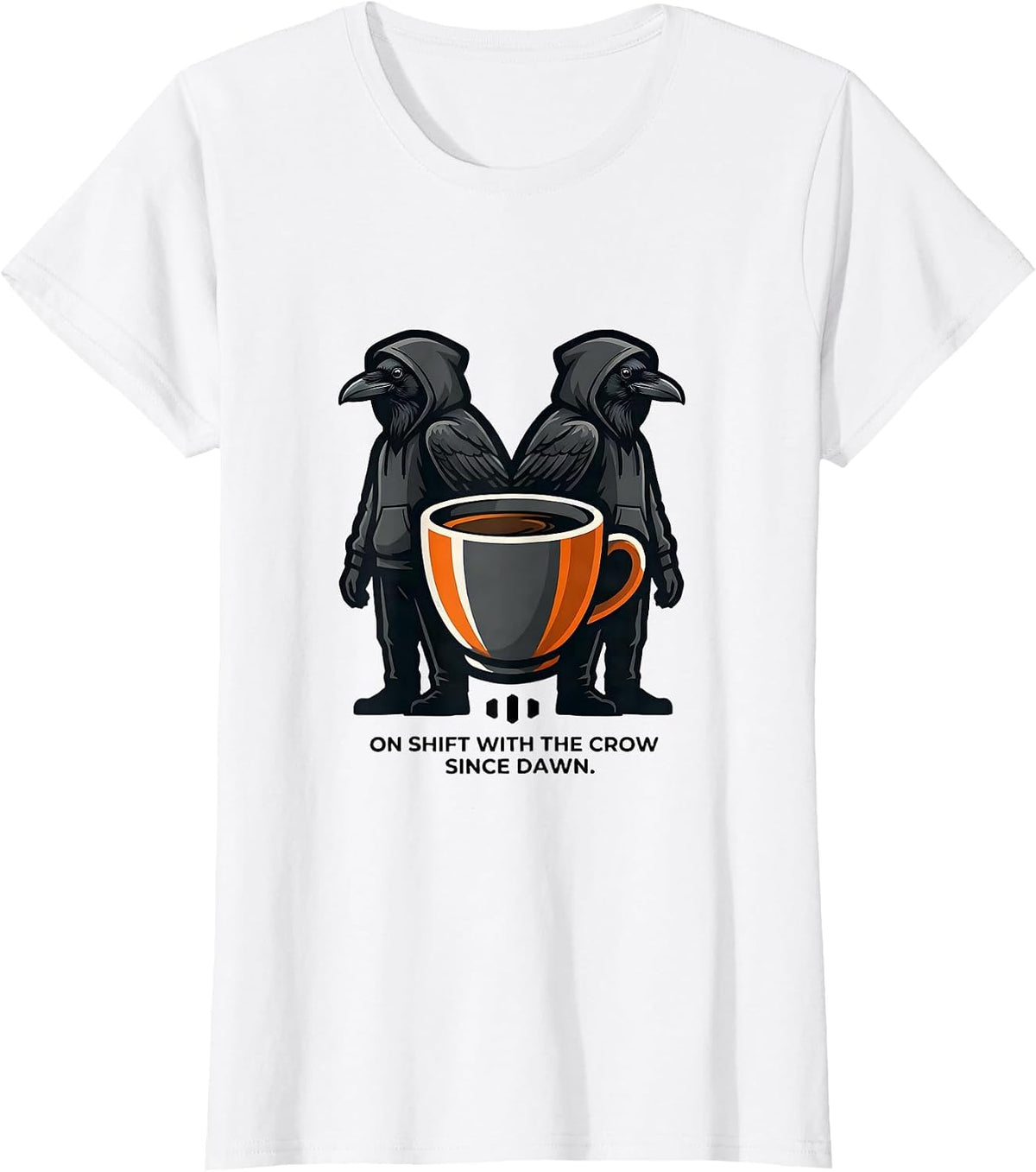 Women's On Shift With The Crow Since Dawn Gothic Dark Humor Coffee T-Shirt - White