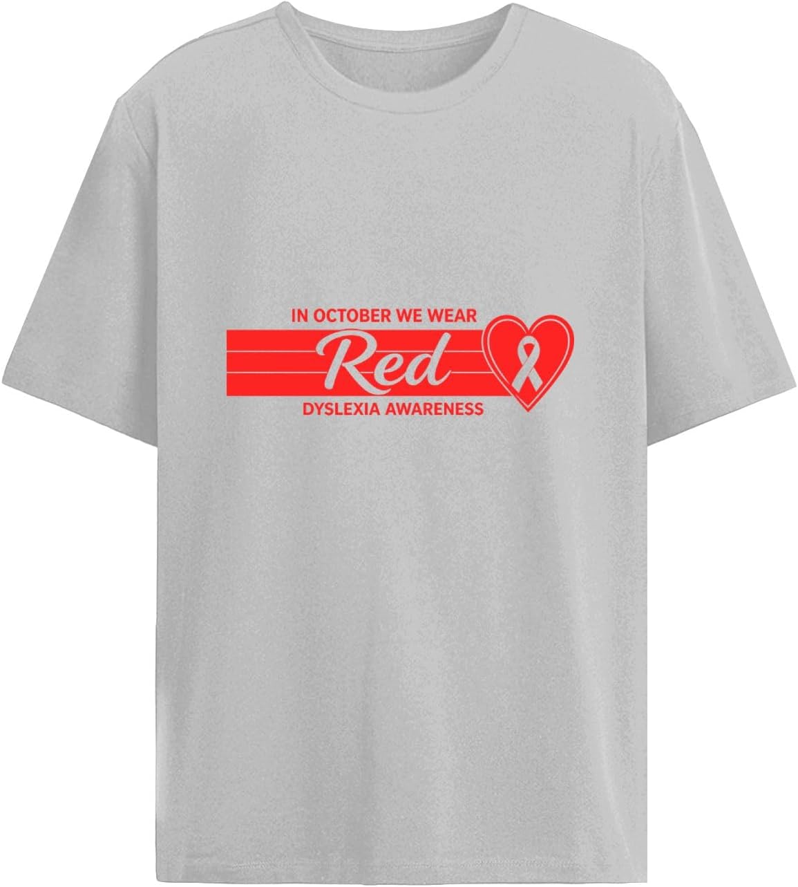 Preppy in October We Wear Red Dyslexia Awareness for Men Fashion T-Shirt - As Pictured