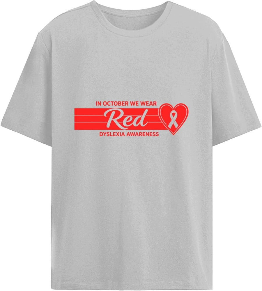 Preppy in October We Wear Red Dyslexia Awareness for Men Fashion T-Shirt - As Pictured