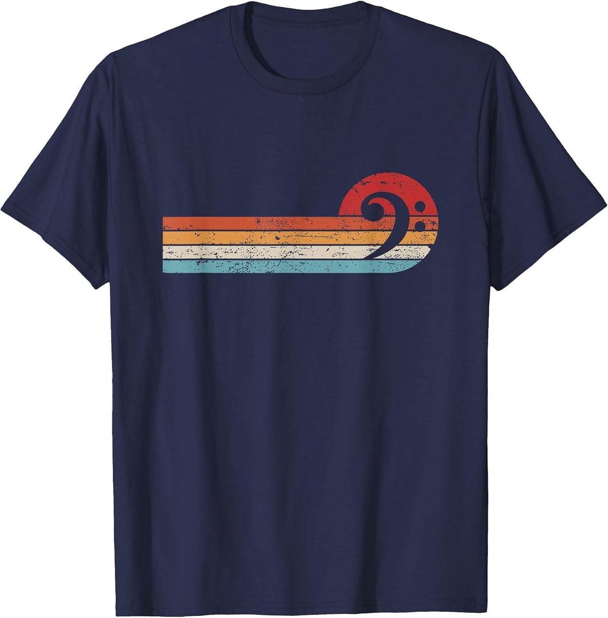 Bassist Bass Guitar Musician Retro Bass Clef T-Shirt - Navy Blue