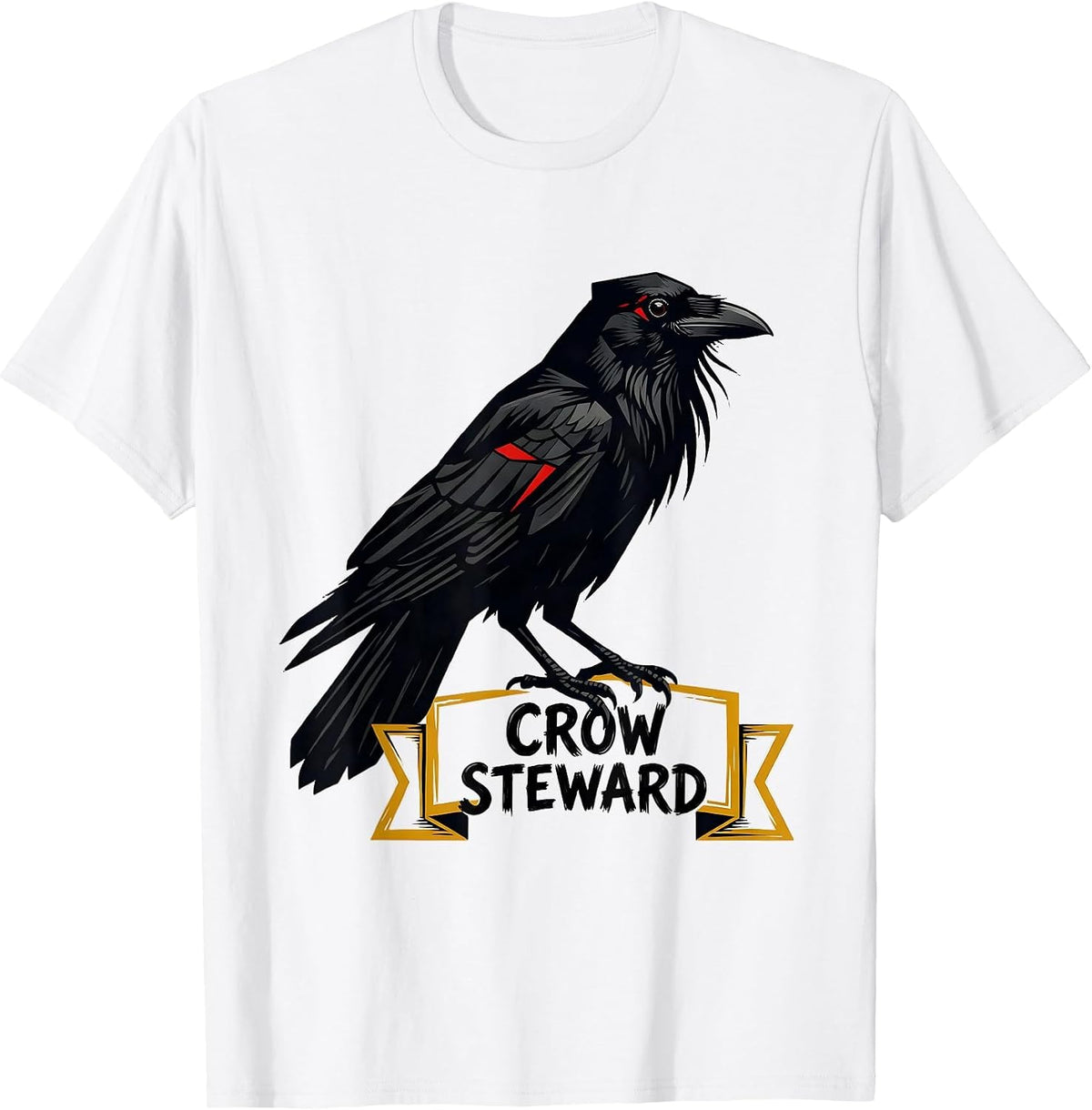 Men's Crow Steward Gothic Nature Raven Bird Enthusiast Dark Humor T-Shirt - White