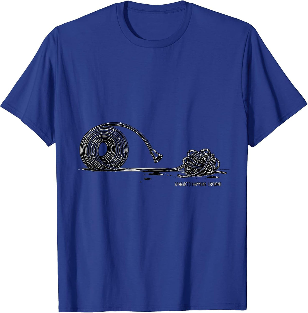 Men's Spaghetti Happens I Rewind Funny 3D Printing Geek Humor T-Shirt - Royal Blue