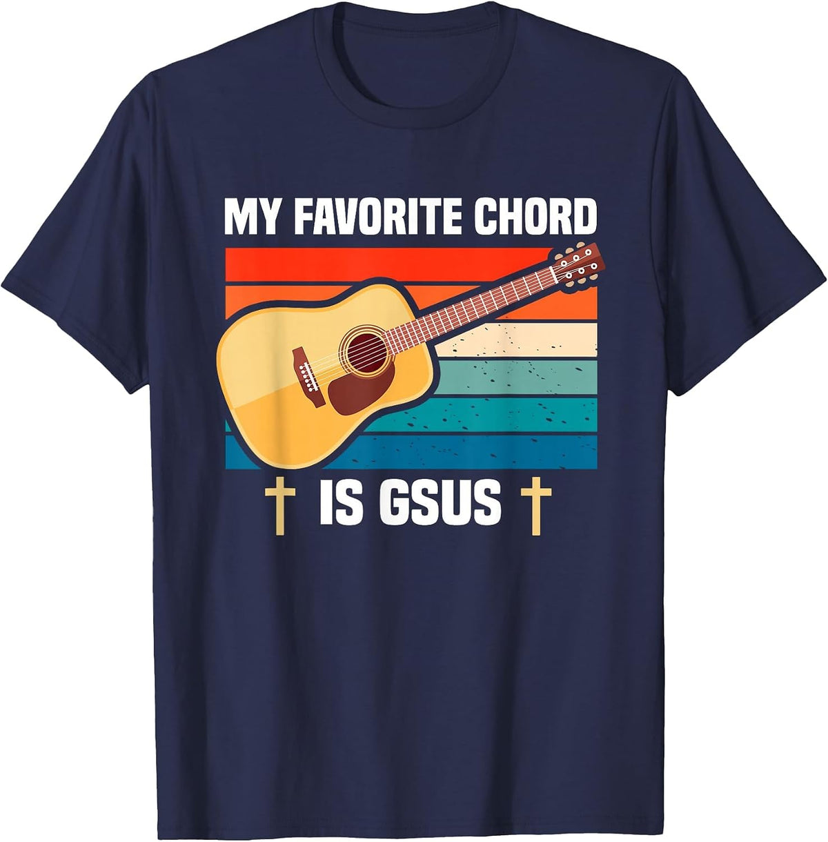 Guitar Player Playing in a Band Guitarist T-Shirt - Navy Blue