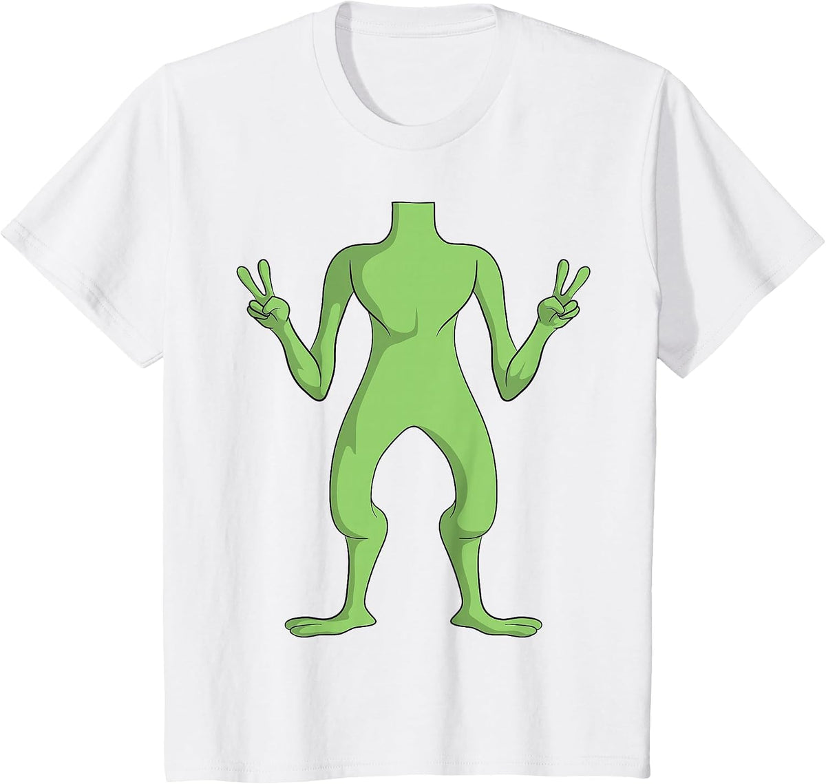 Alien Body Costume Halloween UFO Alien Lover Peace Sign T-Shirt - White