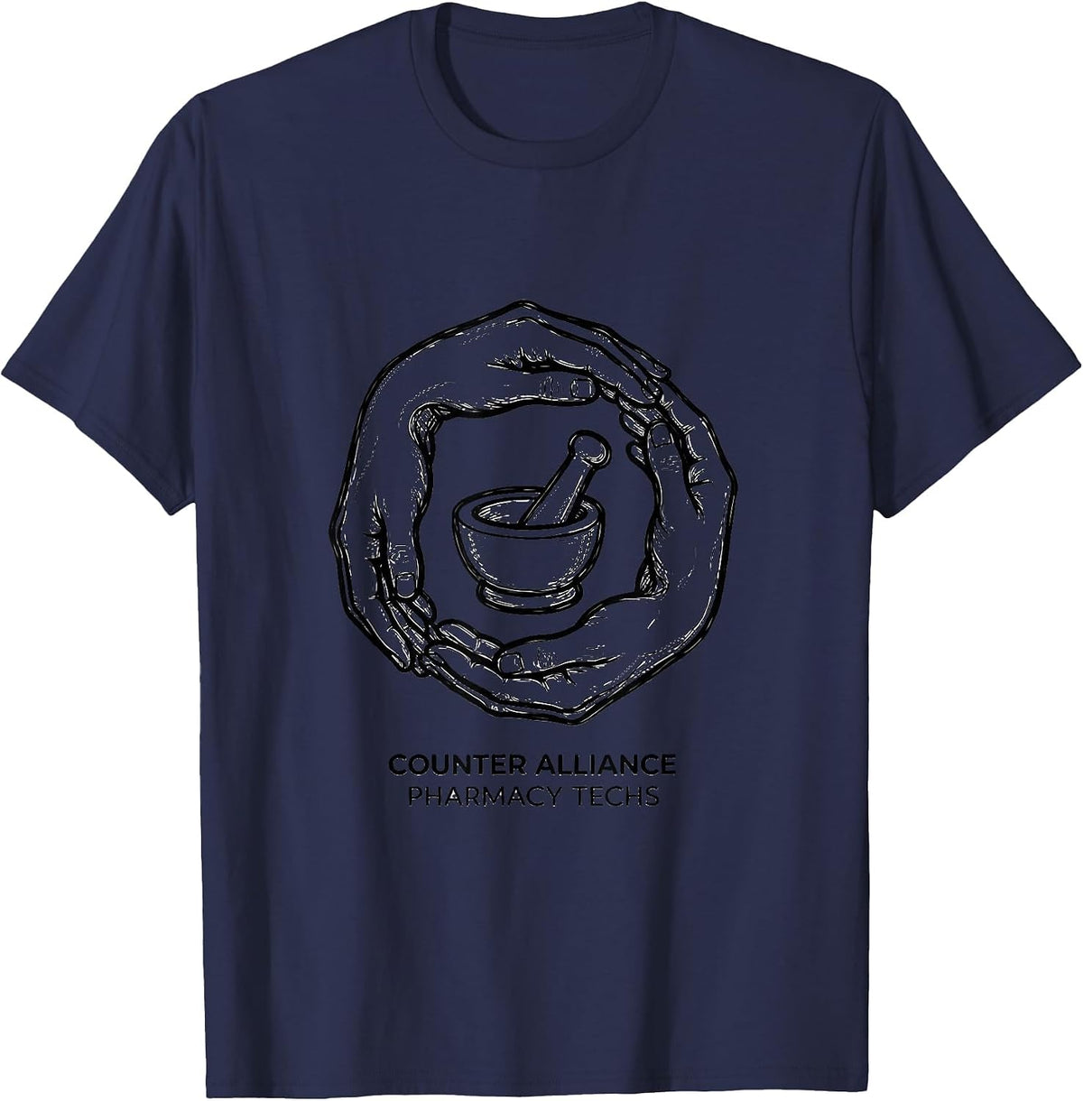Men's Counter Alliance Pharmacy Techs Funny Pharmacy Technician T-Shirt - Navy Blue