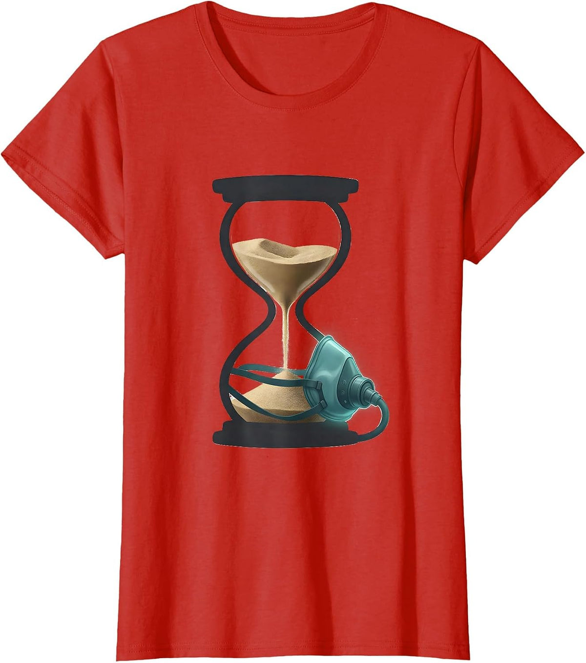 Hourglass Oxygen Mask EMT Paramedic Workplace Humor T-Shirt - Red