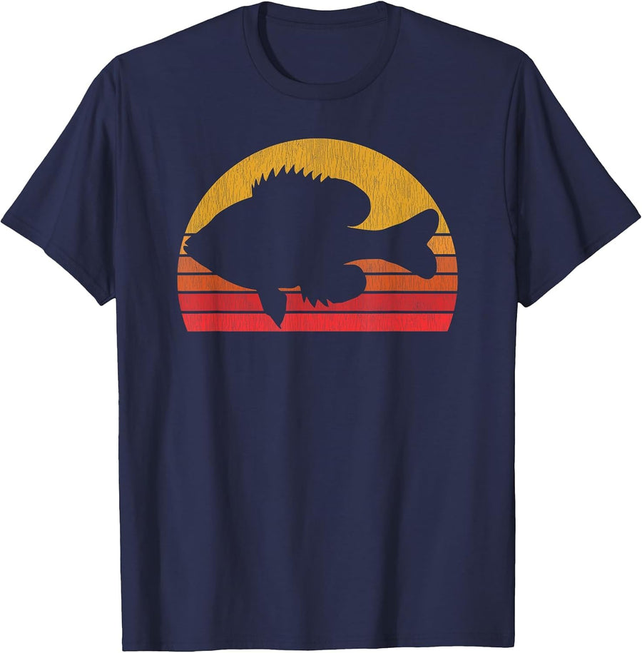 Bluegill Fishing - Panfish Retro Fisherman T-Shirt - Navy Blue
