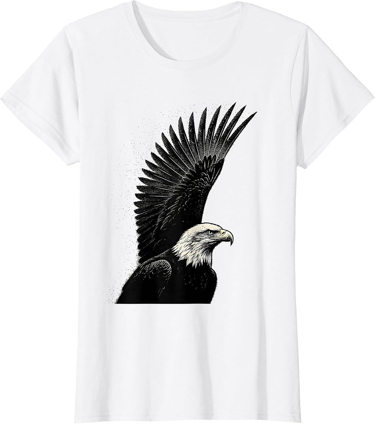 Bald Eagle Climbing Dotwork Eagle Lover Pride T-Shirt - White