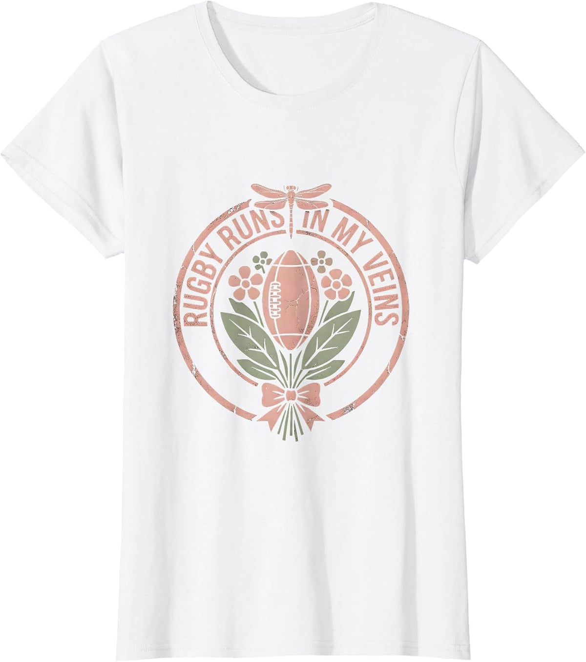 Rugby Runs In My Veins Bold Fan Design T-Shirt - White