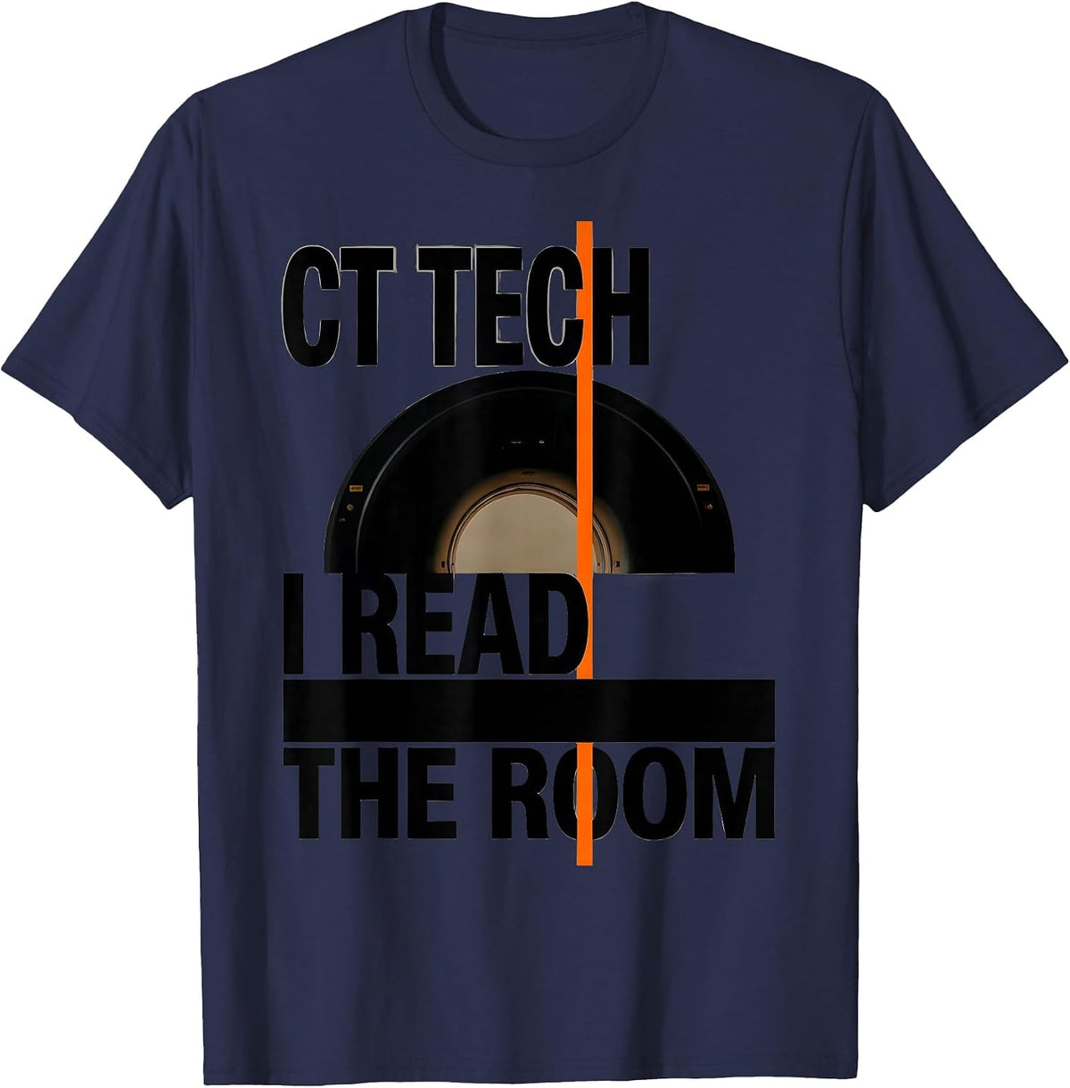 CT Tech I Read The Room Brutalist Radiology Humor T-Shirt - Navy Blue