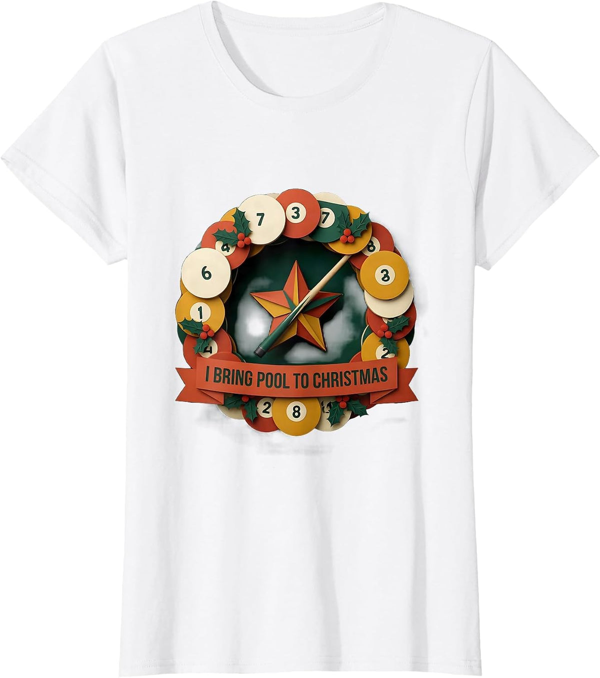 Women's I Bring Pool To Christmas Funny Billiards Player Christmas T-Shirt - White