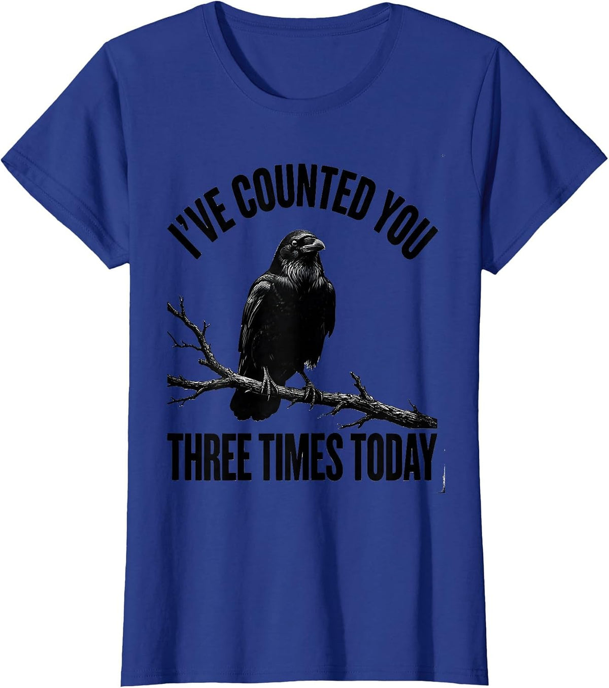 Women's I've Counted You Three Times Today Dark Humor Gothic Crow T-Shirt - Royal Blue