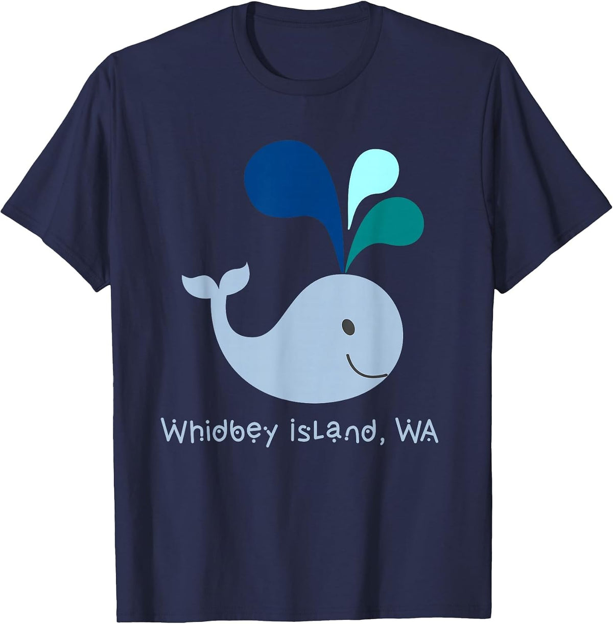 Whidbey Island Washington Cute Whale Lover Cartoon T-Shirt - Navy Blue