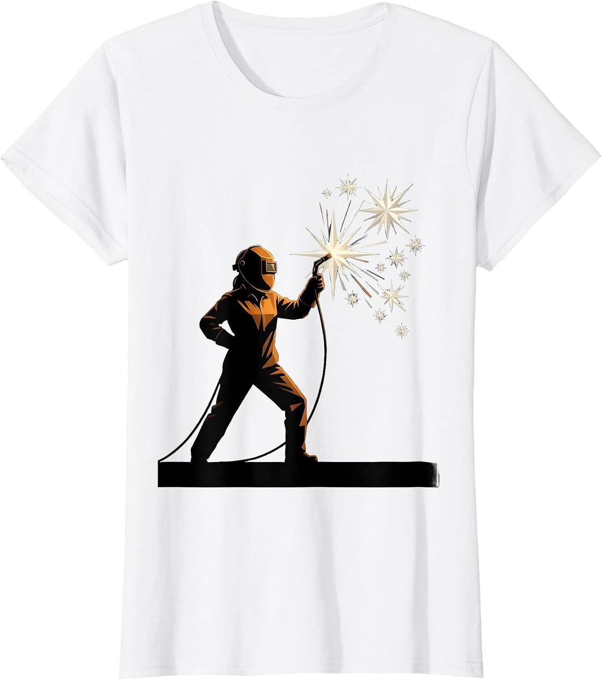 Labor Day Woman Welder Sparks Flying Graphic T-Shirt - White