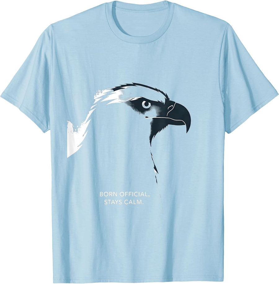 Men's Born Official Stays Calm Minimalist Eagle Eagle Lover Gift T-Shirt - Baby Blue
