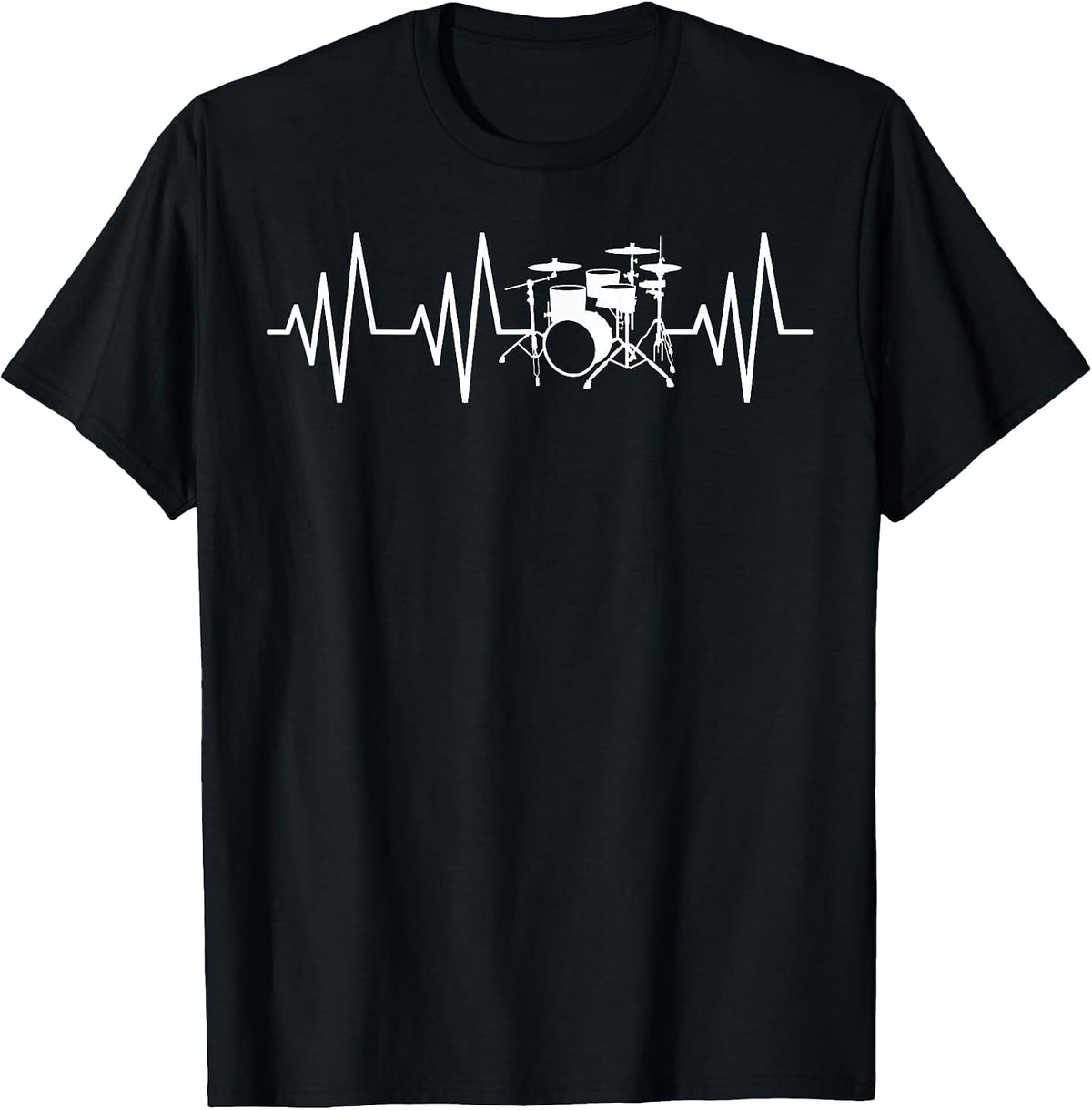 Drums Heartbeat Love Drummer Heartbeat T-Shirt - Black