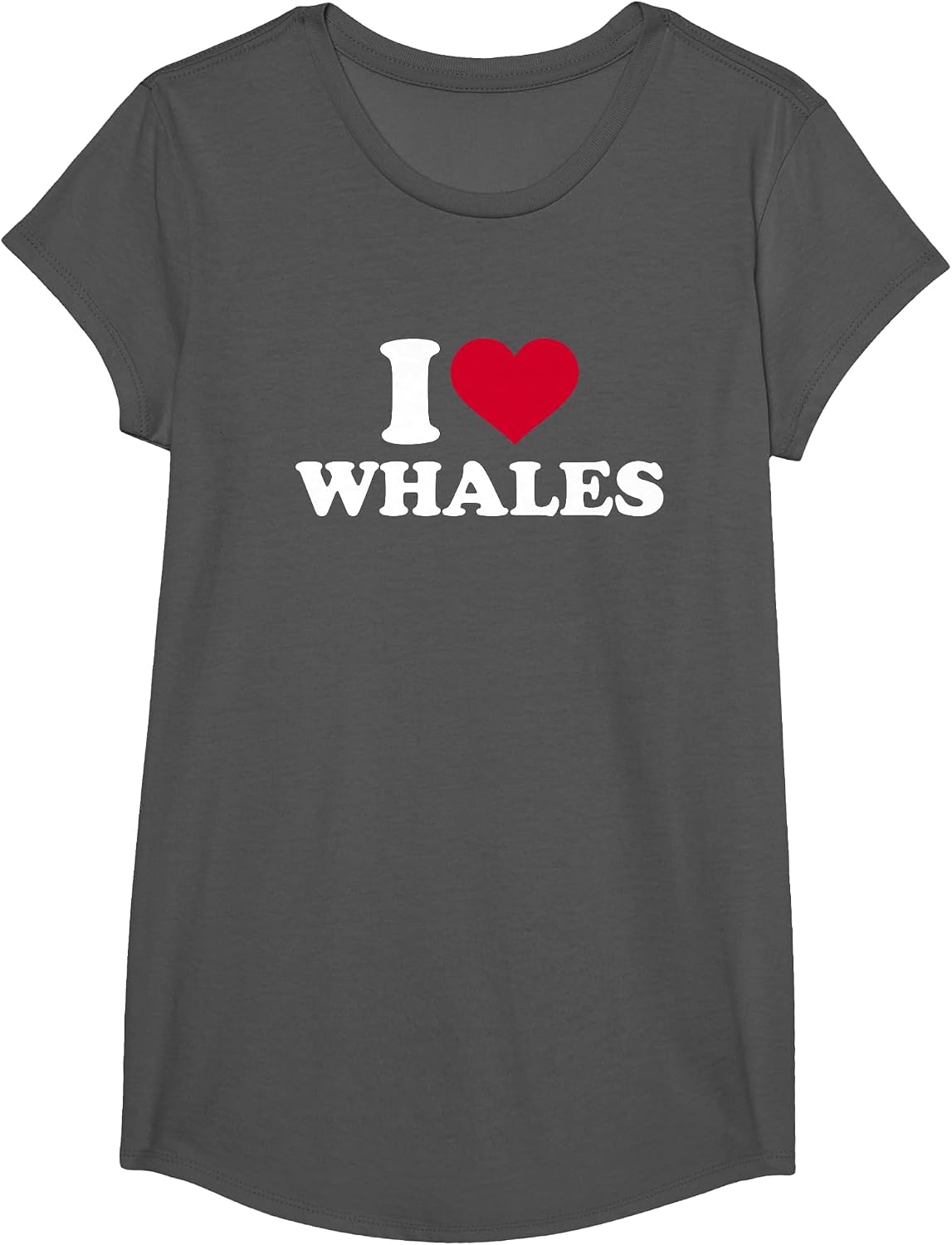 I Love Whales T-Shirt - Girls Asphalt Grey