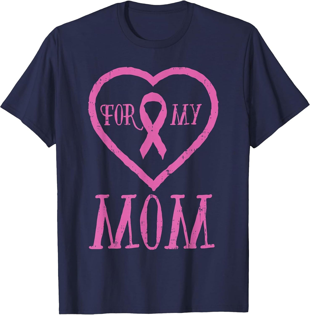 for My Mom Pink Ribbon Breast Cancer Awareness Support Kids T-Shirt - Navy Blue