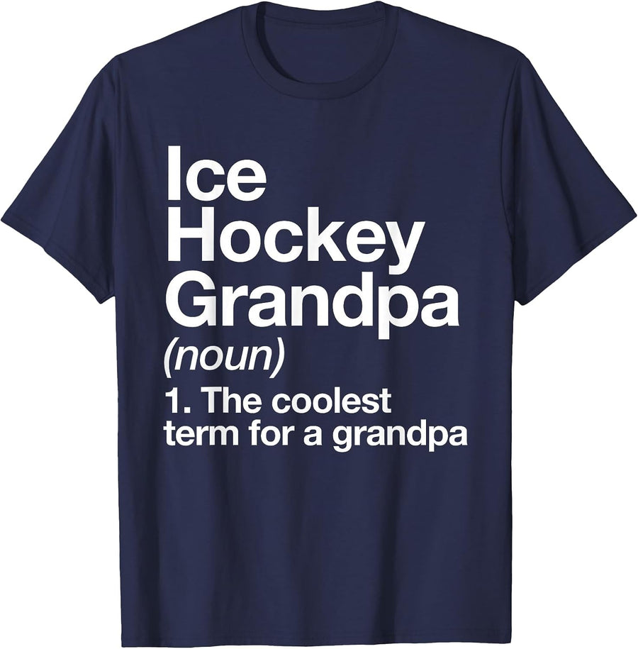 Ice Hockey Grandpa Definition Funny Sports T-Shirt - Navy Blue