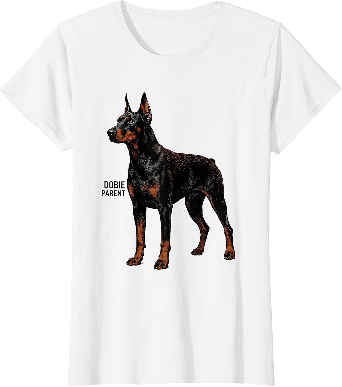 Dobie Parent Blackwork Dotwork Doberman Pinscher Dog Mom Dad T-Shirt - White
