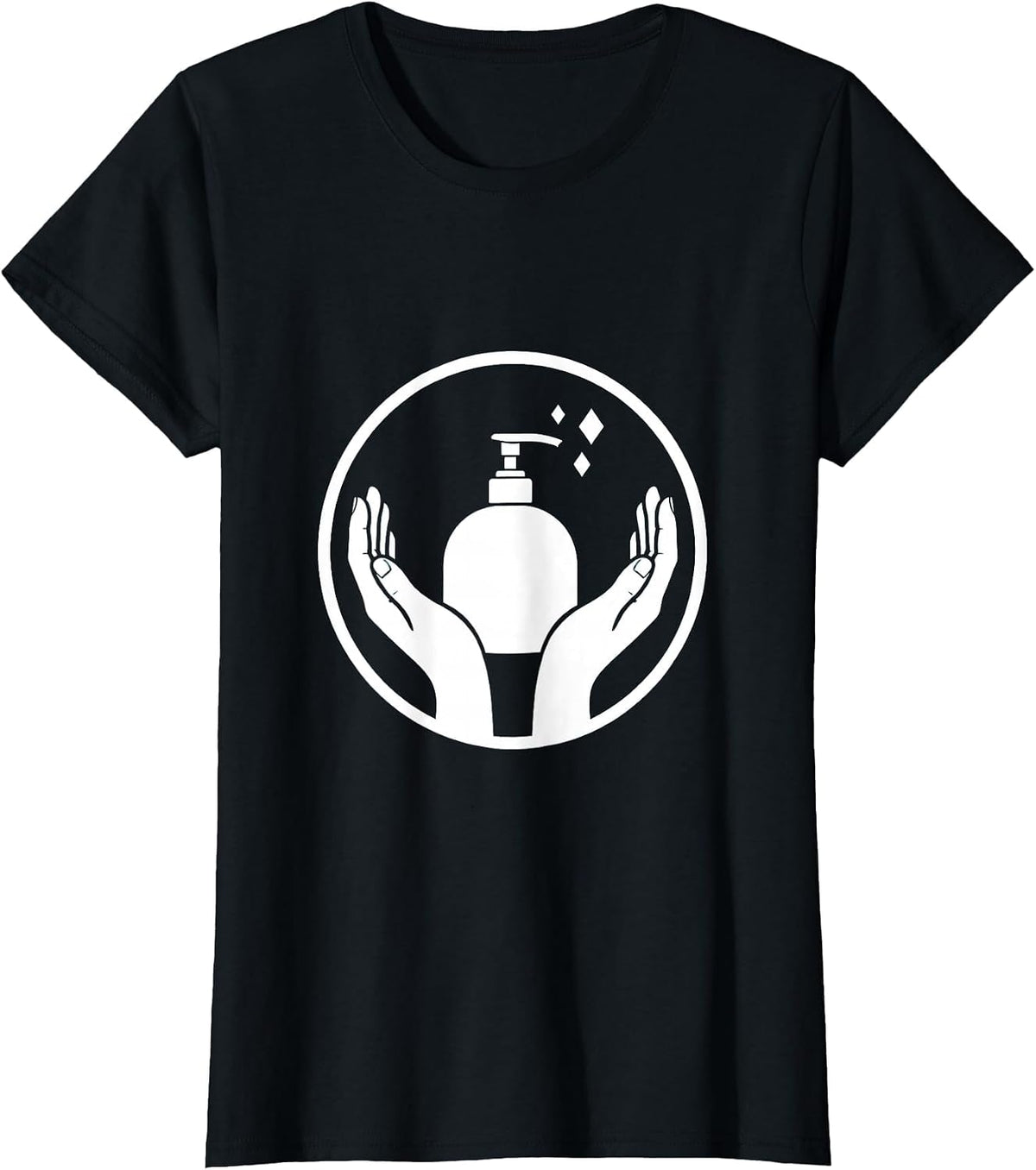 Women's School Nurse Hand Sanitizer Graphic Design T-Shirt - Black