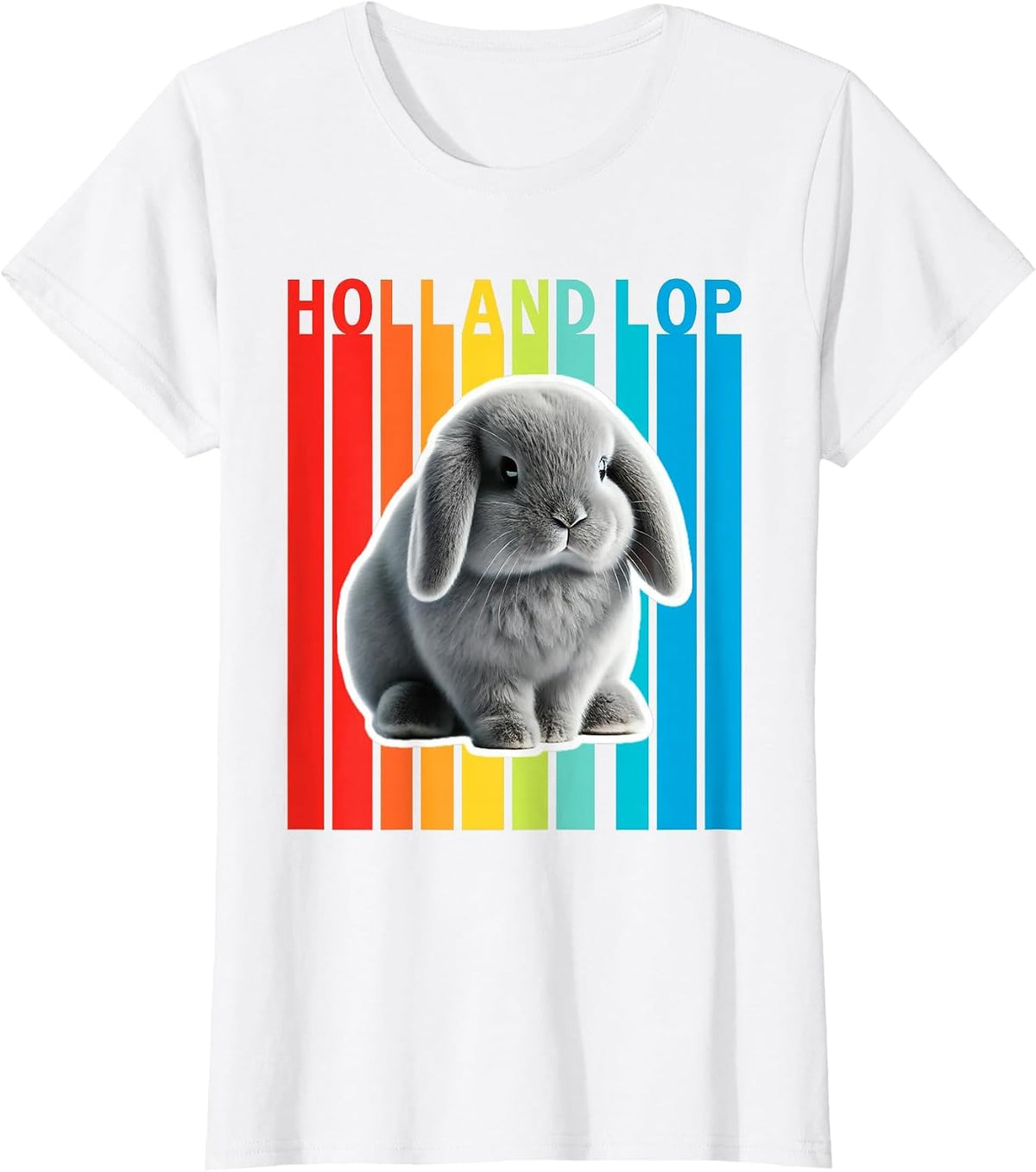 Holland Lop Colourful Bunny T-Shirt - White
