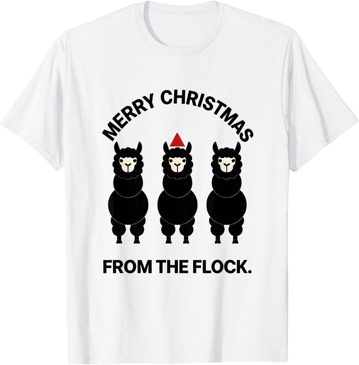 Men's Merry Christmas From The Flock Funny Llama Christmas Pun T-Shirt - White