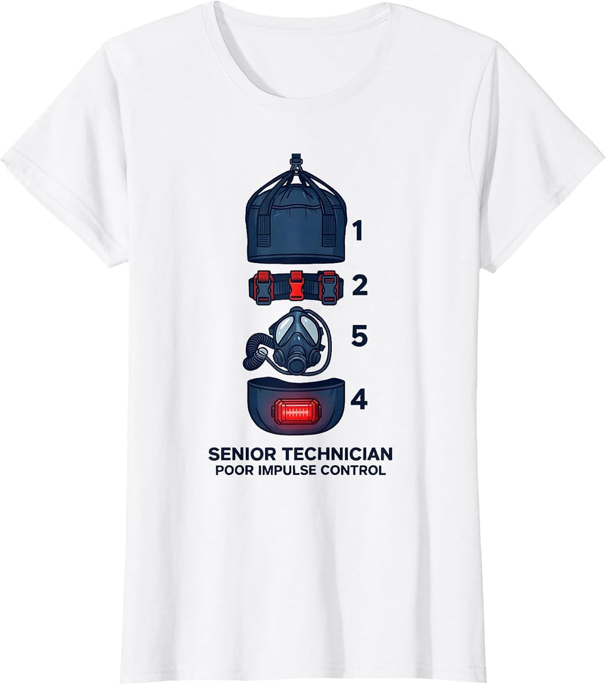 Senior Technician, Poor Impulse Control Funny EMT T-Shirt - White
