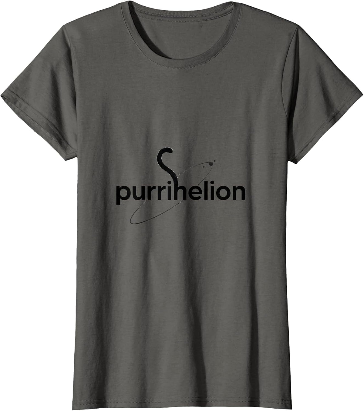 Women's Purrihelion Minimalist Cat Math Science Pun Funny Cat Lover T-Shirt - Asphalt Grey