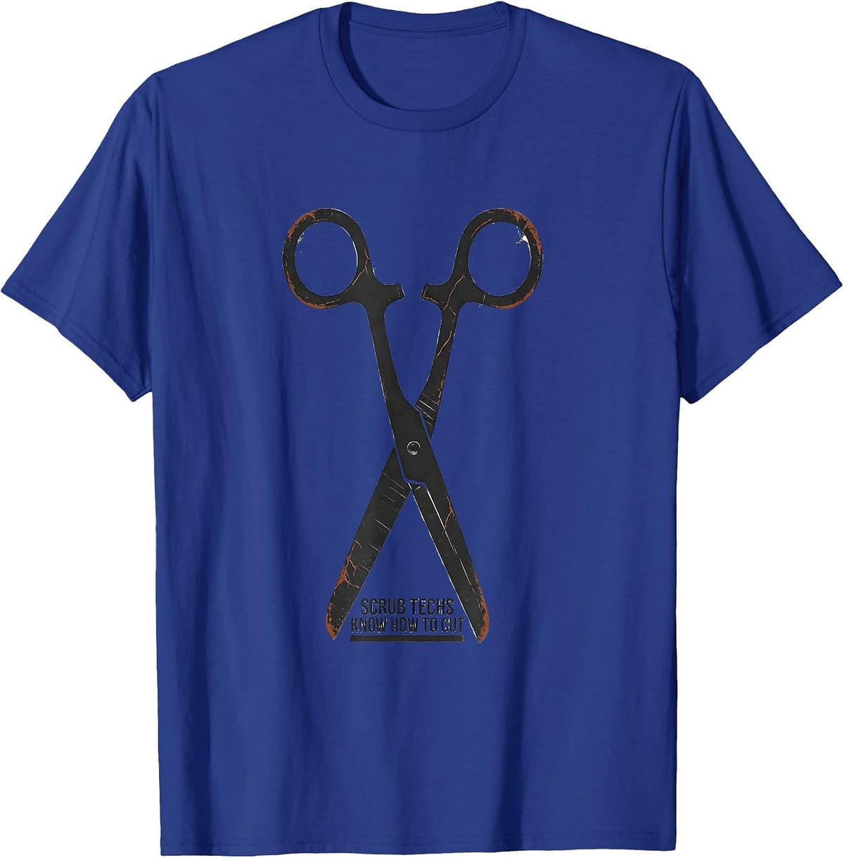 Scrub Techs Know How To Cut Distressed Surgical Tech Humor T-Shirt - Royal Blue