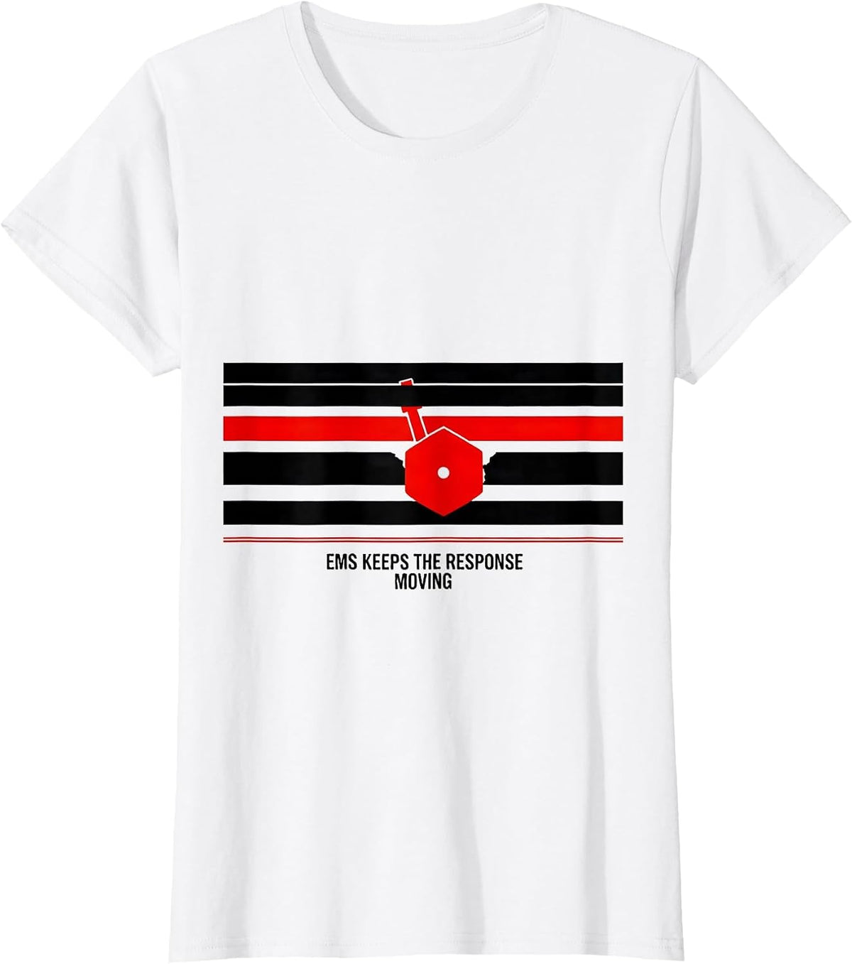 EMS Keeps The Response Moving Patriotic Tribute First T-Shirt - White