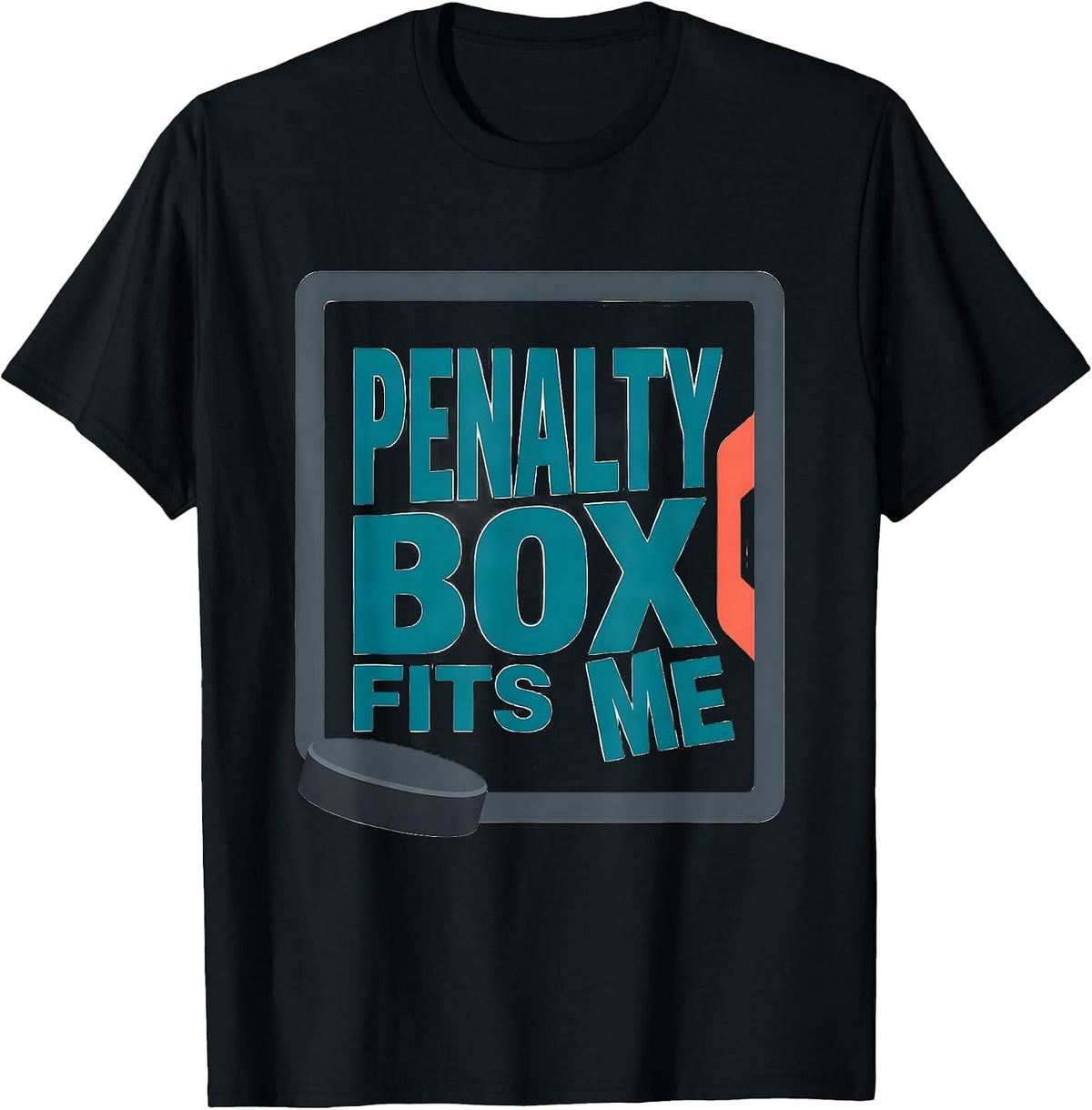 Men's Penalty Box Fits Me Funny Ice Hockey Player Fan Humor T-Shirt - Black