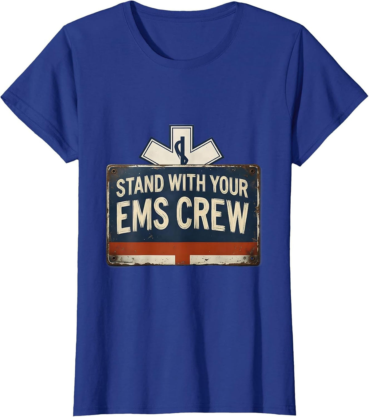 Women's Stand With Your EMS Crew Vintage First Responder T-Shirt - Royal Blue