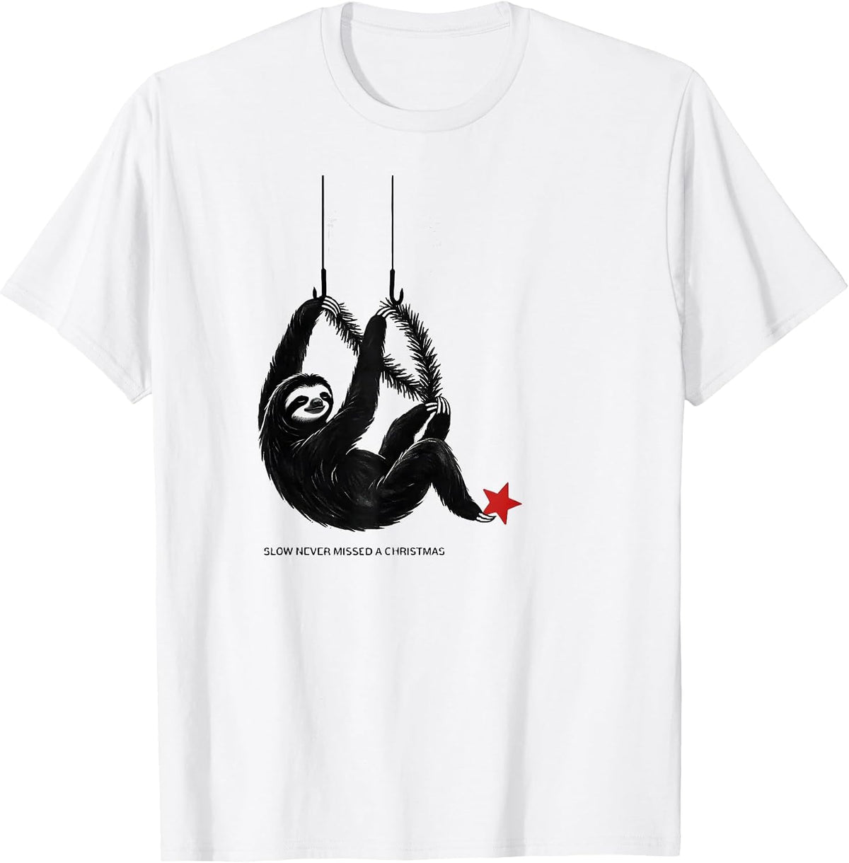 Men's Slow Never Missed A Christmas Funny Sloth Lover Christmas T-Shirt - White