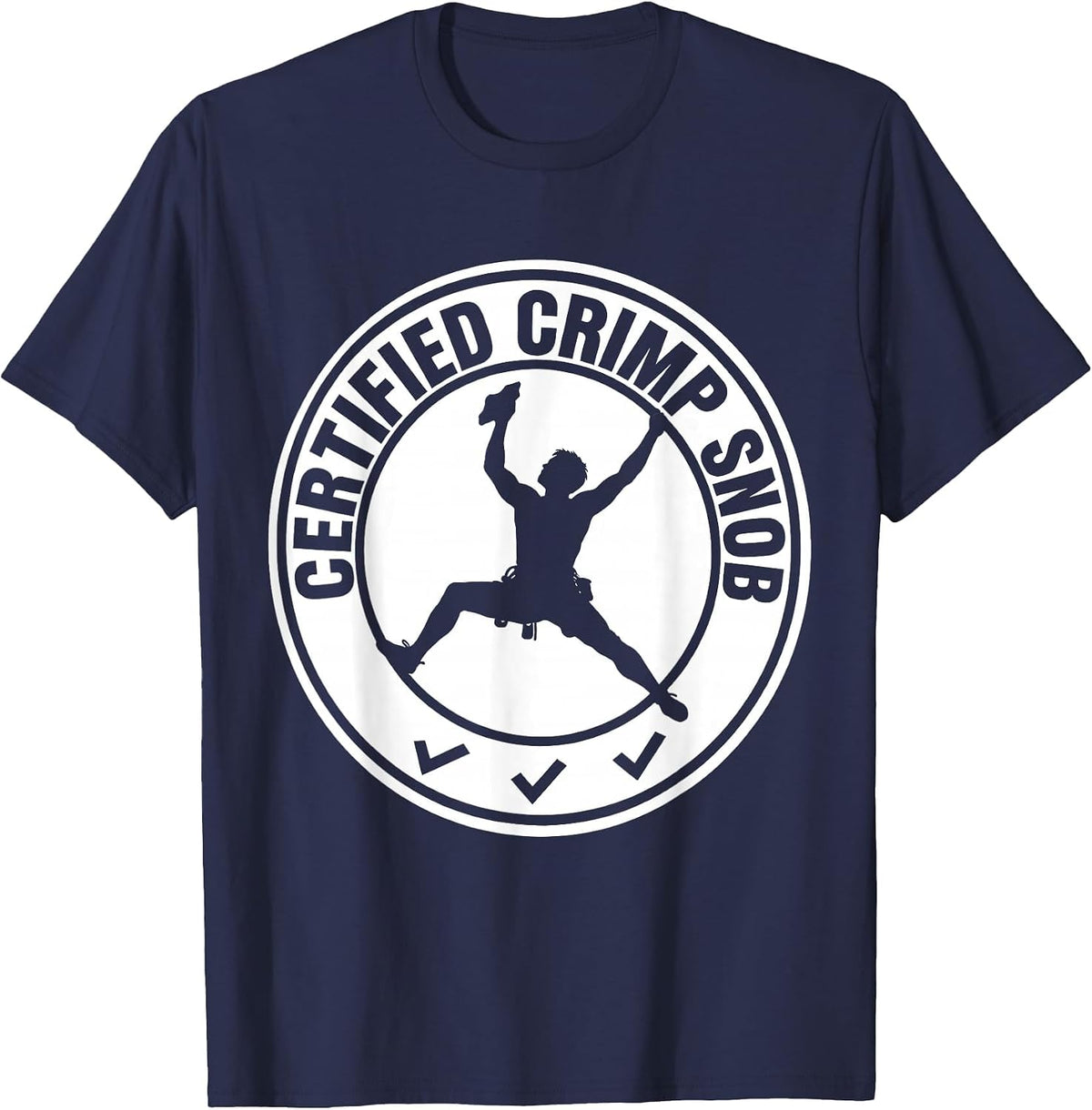 Certified Crimp Snob Funny Rock Climbing Bouldering T-Shirt - Navy Blue