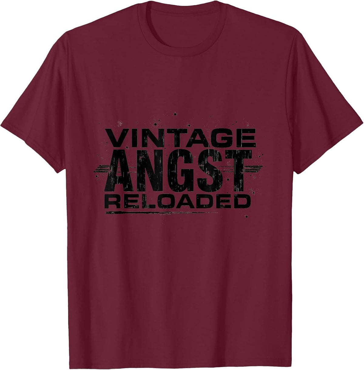 Vintage Angst Reloaded Grunge Design T-Shirt - Burgundy