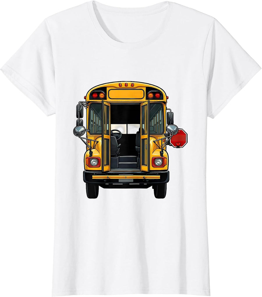 Women's School Bus Driver Doorway Funny Halloween Costume T-Shirt - White