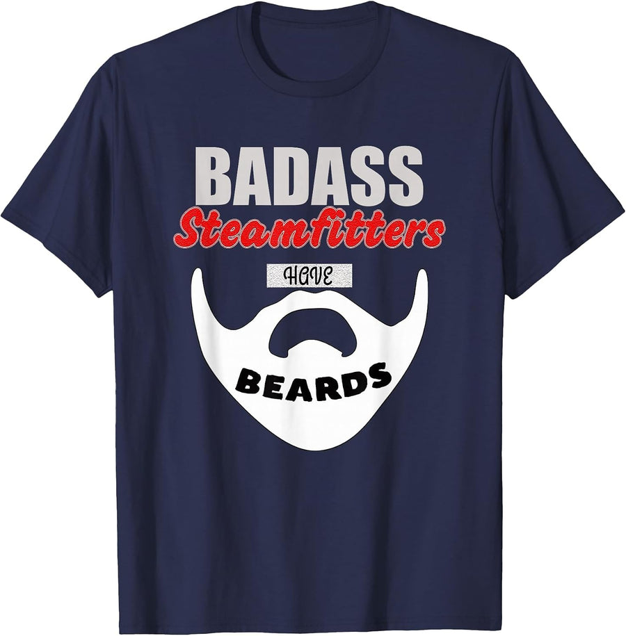 Funny Steamfitter Tool, Pipe Fitter, steam Fitter Beards Men T-Shirt - Navy Blue