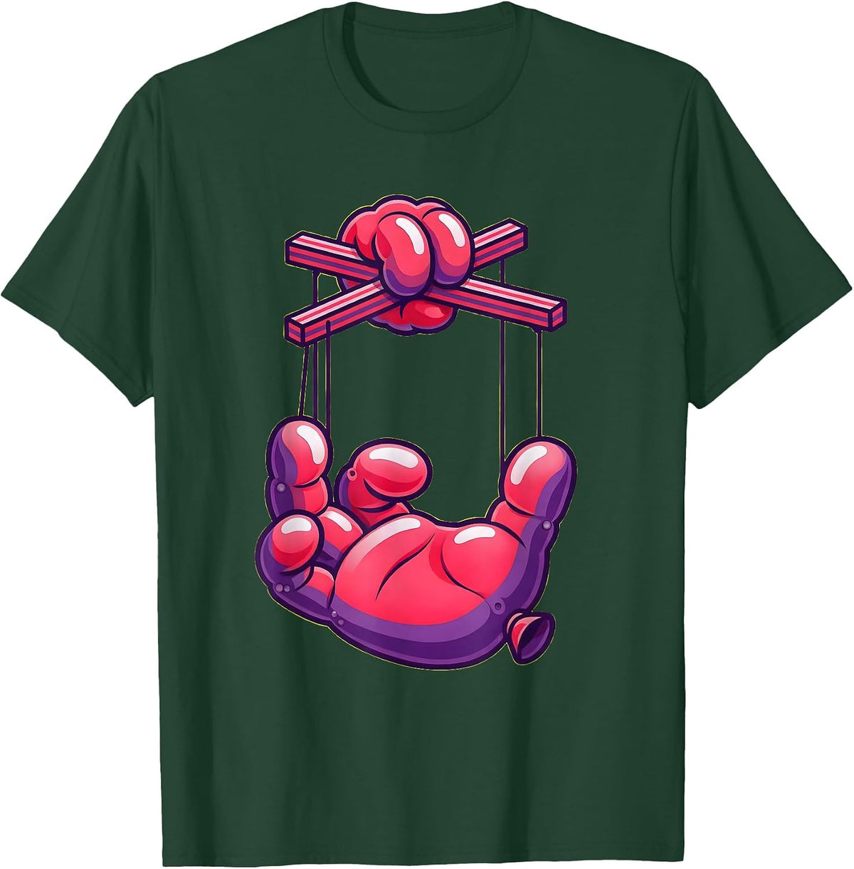 Puppet Controlling Puppet Graphic Novelty Design T-Shirt - Dark Green