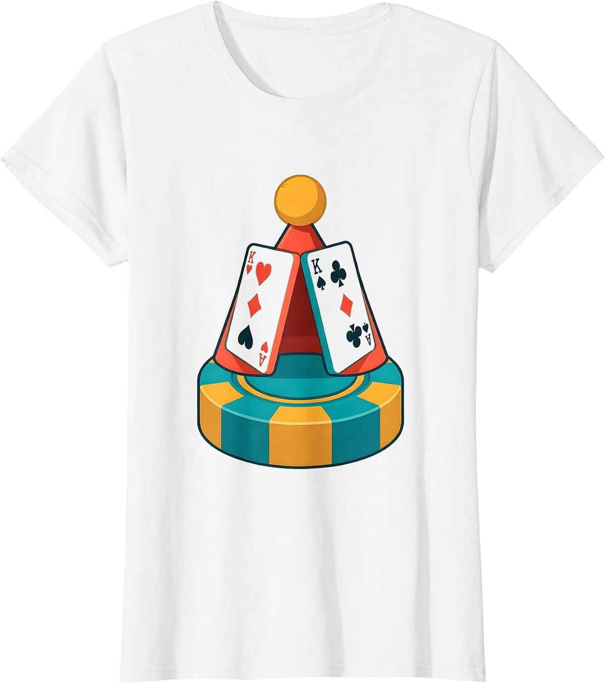 Women's Santa Hat Playing Cards Poker Humor T-Shirt - White