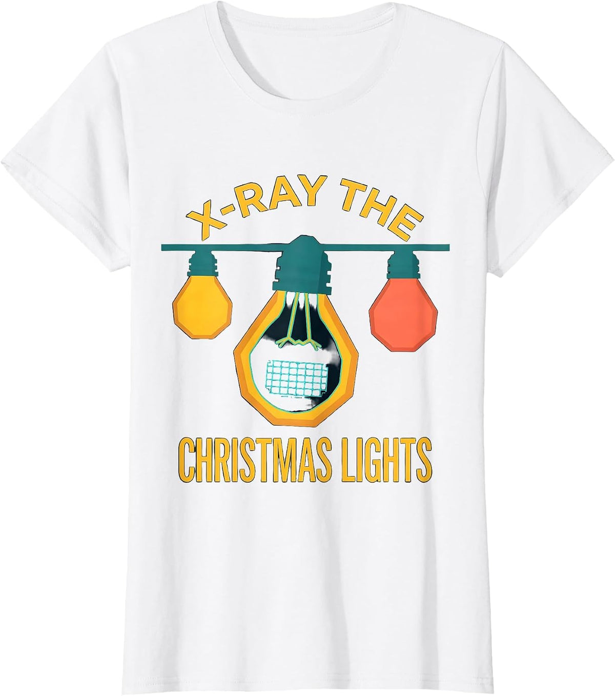 Women's X-Ray The Christmas Lights Funny Radiology Tech Christmas T-Shirt - White