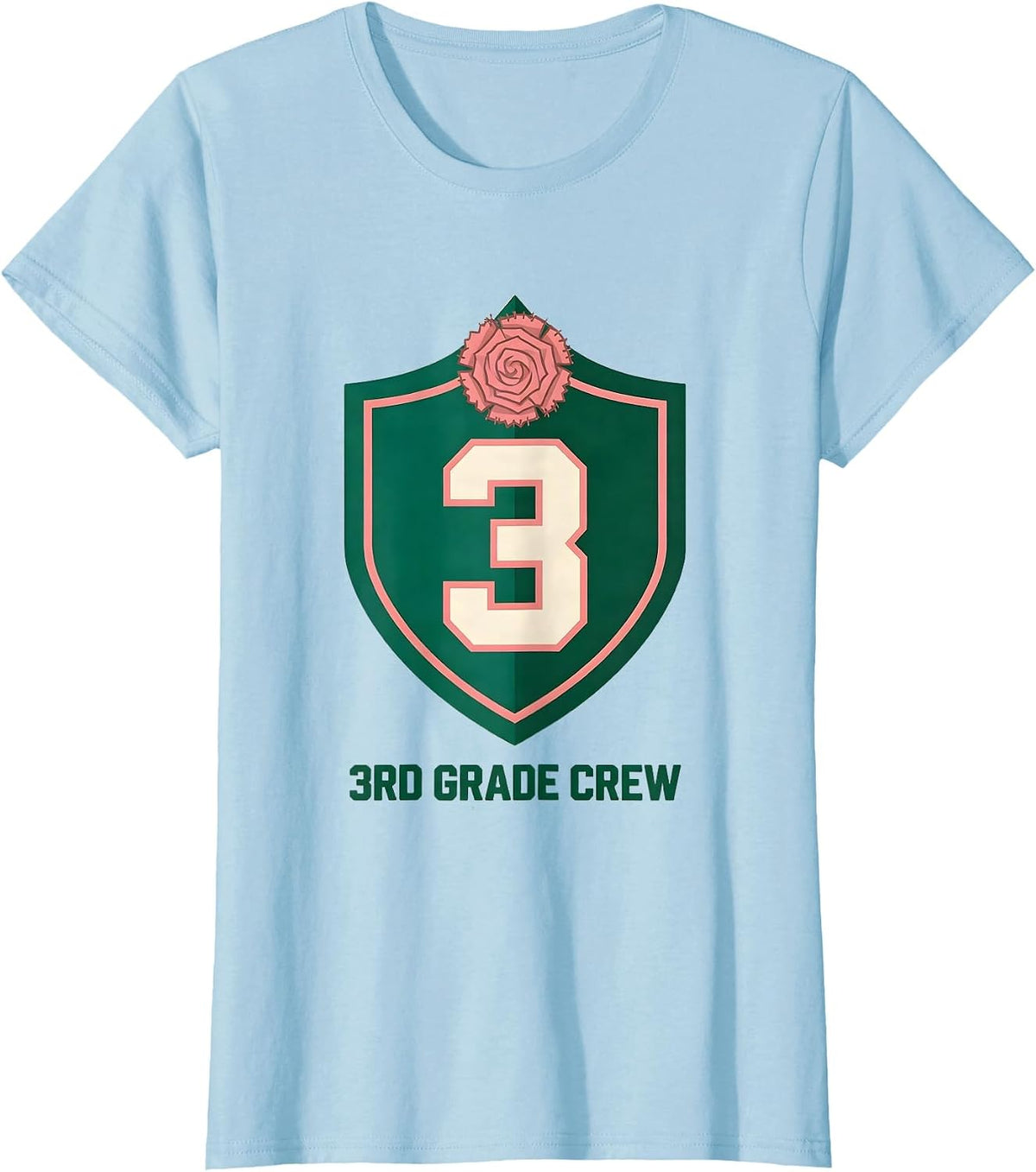 Women's 3rd Grade Crew Coquette Bow Back to School Grade Identity T-Shirt - Baby Blue