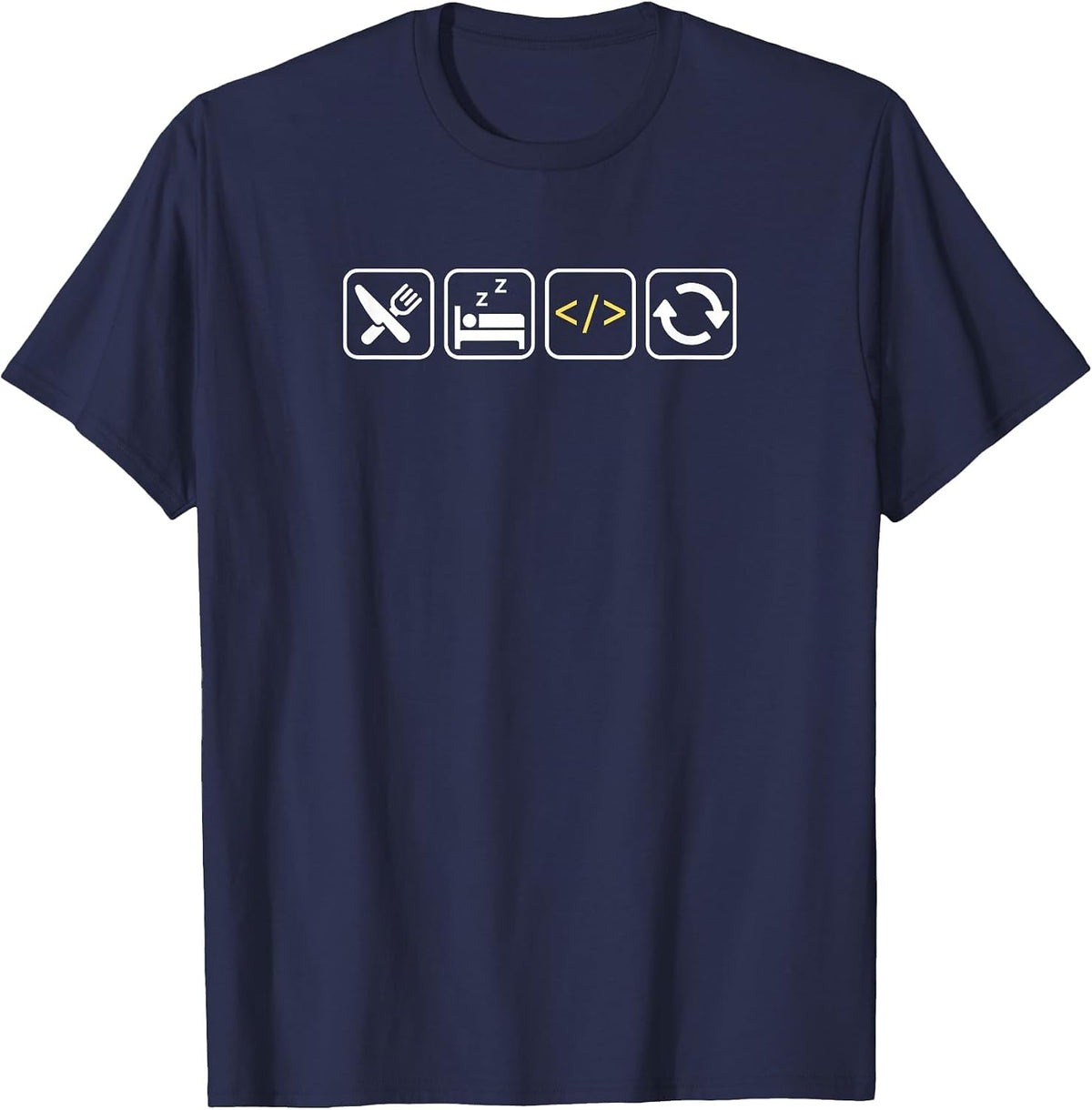 Eat Sleep Code Repeat | Funny Humor for Coders & Programmers T-Shirt - Navy Blue
