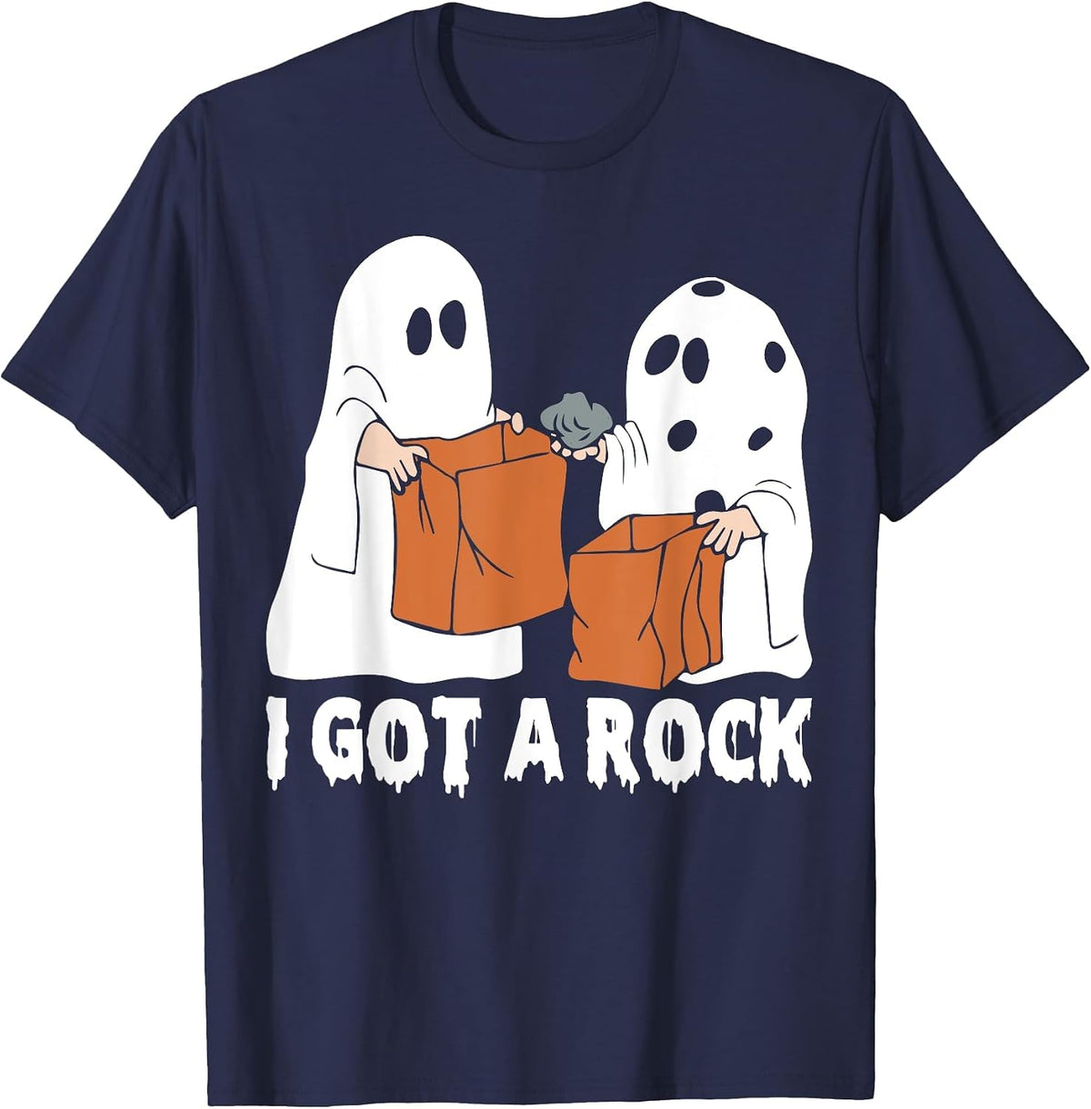 Funny Ghost Halloween Costume I Got A Rock Scary Ghost T-Shirt - Navy Blue
