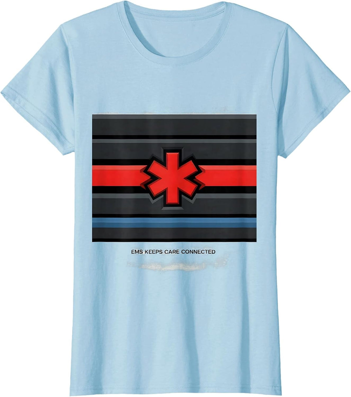 Women's EMS Keeps Care Connected Geometric Tribute First Responder T-Shirt - Baby Blue
