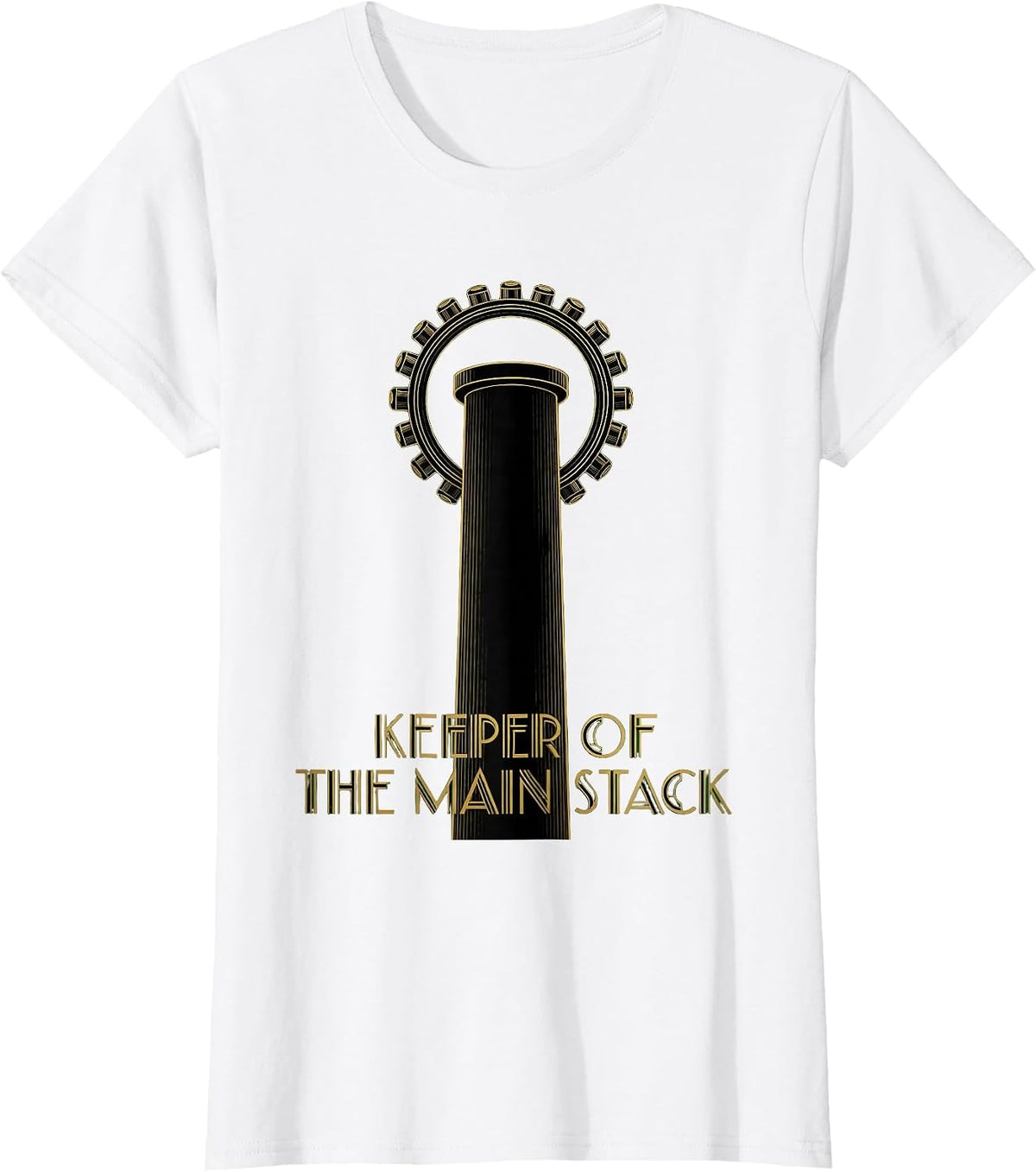 Keeper Of The Main Stack Art Deco Funny Plumber Pipefitter T-Shirt - White